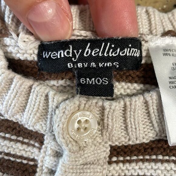 Wendy Bellissimo Baby Cotton Striped Cardigan Elbow Patches sz 6Mos - Picture 8 of 10